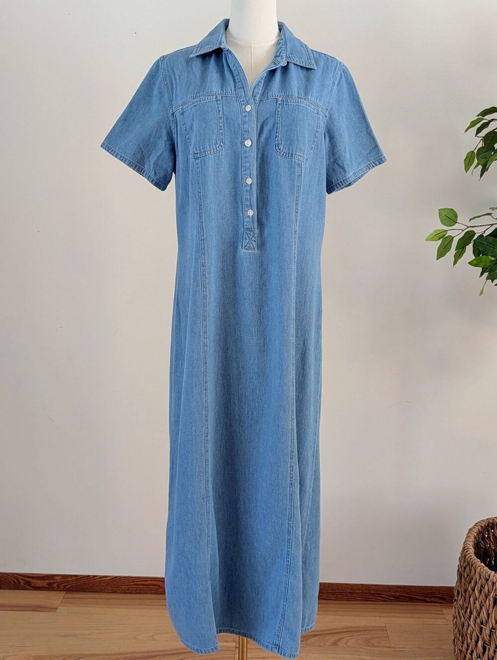 Cherokee Denim Maxi Shirt Dress - L